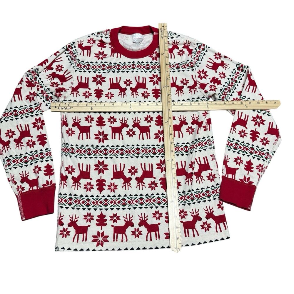 Hanna Andersson Womens Pajama Set M Fair Isle Flannel Knit Deer Christmas Pants - Picture 4 of 12